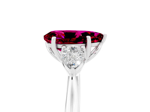 White gold Three-Stone Pear Cut Cut Diamond Ring with Pear Side Stones in Four-Prong Setting_5
