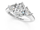White gold Three-Stone Pear Cut Cut Diamond Ring with Trillion Side Stones and Four-Prong Setting_16