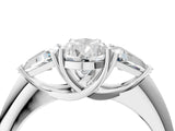 White gold Three-Stone Pear Cut Cut Diamond Ring with Trillion Side Stones and Four-Prong Setting_19