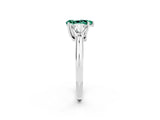 White gold Three-Stone Pear Cut Cut Diamond Ring with Trillion Side Stones and Four-Prong Setting_2
