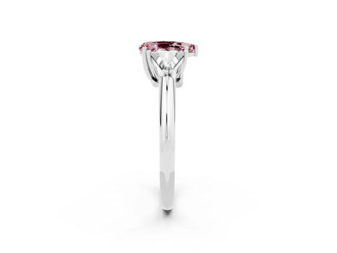 White gold Three-Stone Pear Cut Cut Diamond Ring with Trillion Side Stones and Four-Prong Setting_2