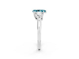 White gold Three-Stone Pear Cut Cut Diamond Ring with Trillion Side Stones and Four-Prong Setting_2