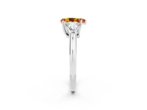 White gold Three-Stone Pear Cut Cut Diamond Ring with Trillion Side Stones and Four-Prong Setting_2