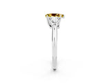 White gold Three-Stone Pear Cut Cut Diamond Ring with Trillion Side Stones and Four-Prong Setting_2