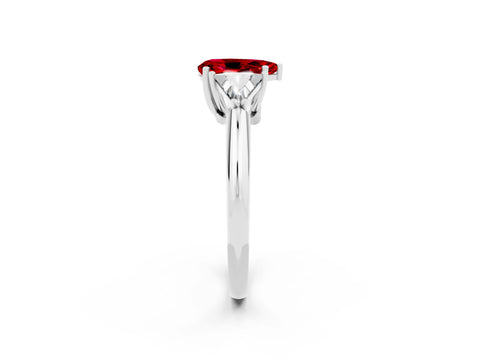 White gold Three-Stone Pear Cut Cut Diamond Ring with Trillion Side Stones and Four-Prong Setting_2