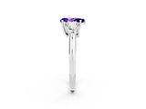 White gold Three-Stone Pear Cut Cut Diamond Ring with Trillion Side Stones and Four-Prong Setting_2