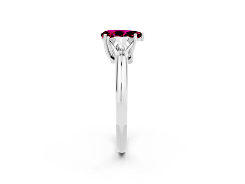 White gold Three-Stone Pear Cut Cut Diamond Ring with Trillion Side Stones and Four-Prong Setting_2