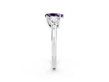 White gold Three-Stone Pear Cut Cut Diamond Ring with Trillion Side Stones and Four-Prong Setting_2
