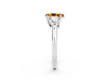 White gold Three-Stone Pear Cut Cut Diamond Ring with Trillion Side Stones and Four-Prong Setting_2
