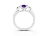 White gold Three-Stone Pear Cut Cut Diamond Ring with Trillion Side Stones and Four-Prong Setting_3