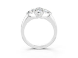 White gold Three-Stone Pear Cut Cut Diamond Ring with Trillion Side Stones and Four-Prong Setting_3
