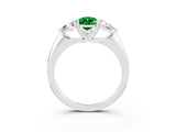 White gold Three-Stone Pear Cut Cut Diamond Ring with Trillion Side Stones and Four-Prong Setting_3