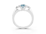 White gold Three-Stone Pear Cut Cut Diamond Ring with Trillion Side Stones and Four-Prong Setting_3