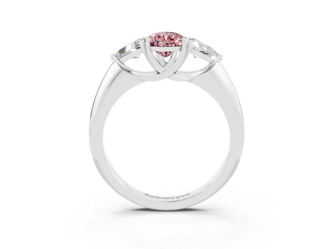 White gold Three-Stone Pear Cut Cut Diamond Ring with Trillion Side Stones and Four-Prong Setting_3