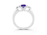 White gold Three-Stone Pear Cut Cut Diamond Ring with Trillion Side Stones and Four-Prong Setting_3