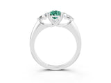 White gold Three-Stone Pear Cut Cut Diamond Ring with Trillion Side Stones and Four-Prong Setting_3