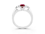 White gold Three-Stone Pear Cut Cut Diamond Ring with Trillion Side Stones and Four-Prong Setting_3