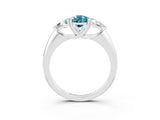 White gold Three-Stone Pear Cut Cut Diamond Ring with Trillion Side Stones and Four-Prong Setting_3