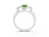 White gold Three-Stone Pear Cut Cut Diamond Ring with Trillion Side Stones and Four-Prong Setting_3