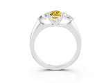 White gold Three-Stone Pear Cut Cut Diamond Ring with Trillion Side Stones and Four-Prong Setting_3