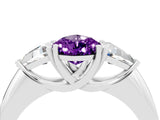 White gold Three-Stone Pear Cut Cut Diamond Ring with Trillion Side Stones and Four-Prong Setting_4