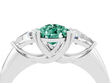 White gold Three-Stone Pear Cut Cut Diamond Ring with Trillion Side Stones and Four-Prong Setting_4