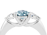 White gold Three-Stone Pear Cut Cut Diamond Ring with Trillion Side Stones and Four-Prong Setting_4