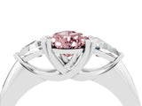 White gold Three-Stone Pear Cut Cut Diamond Ring with Trillion Side Stones and Four-Prong Setting_4