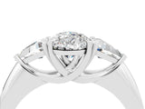 White gold Three-Stone Pear Cut Cut Diamond Ring with Trillion Side Stones and Four-Prong Setting_4