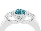 White gold Three-Stone Pear Cut Cut Diamond Ring with Trillion Side Stones and Four-Prong Setting_4