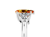 White gold Three-Stone Pear Cut Cut Diamond Ring with Trillion Side Stones and Four-Prong Setting_5