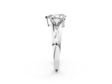 White gold Three-Stone Pear Cut Cut Diamond Ring with Trillion Side Stones on a Split Shank Band_193