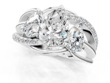White gold Three-Stone Pear Cut Cut Diamond Split Shank Prong Set Ring_8
