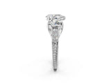 White gold Three-Stone Pear Cut Cut Milgrain Pavé Engagement Ring_9