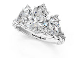 White gold Three-Stone Pear Cut Diamond Braided Band Ring with Four-Prong Setting_52