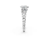 White gold Three-Stone Pear Cut Diamond Braided Band Ring with Four-Prong Setting_53
