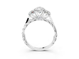 White gold Three-Stone Pear Cut Diamond Braided Band Ring with Four-Prong Setting_54