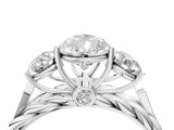 White gold Three-Stone Pear Cut Diamond Braided Band Ring with Four-Prong Setting_55