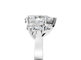 White gold Three-Stone Pear Cut Diamond Cathedral Engagement Ring with Prong Setting_11