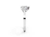 White gold Three-Stone Pear Cut Diamond Cathedral Engagement Ring with Prong Setting_8