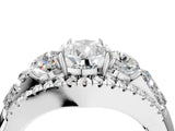 White gold Three-Stone Pear Cut Diamond Engagement Ring with Pave Band and Prong Setting_10