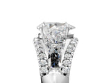 White gold Three-Stone Pear Cut Diamond Engagement Ring with Pave Band and Prong Setting_11