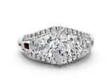 White gold Three-Stone Pear Cut Diamond Engagement Ring with Pave Band and Prong Setting_6