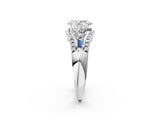White gold Three-Stone Pear Cut Diamond Engagement Ring with Pave Band and Prong Setting_8