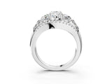 White gold Three-Stone Pear Cut Diamond Engagement Ring with Pave Band and Prong Setting_9