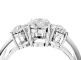 White gold Three-Stone Pear Cut Diamond Engagement Ring with Prong Setting on a White Gold Band_10