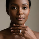 White gold Three-Stone Pear Cut Diamond Engagement Ring with Prong Setting on a White Gold Band_19