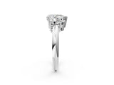 White gold Three-Stone Pear Cut Diamond Engagement Ring with Prong Setting on a White Gold Band_8
