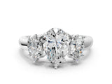 White gold Three-Stone Pear Cut Diamond Engagement Ring with Prong Setting_7
