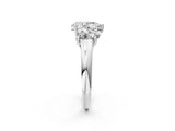 White gold Three-Stone Pear Cut Diamond Engagement Ring with Prong Setting_9